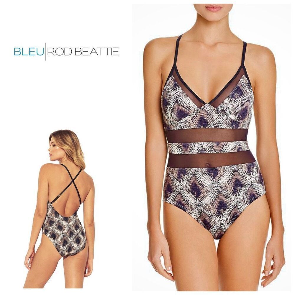 New. BLEU Rod Beattie snake print swimsuit. Retails $139 size 12